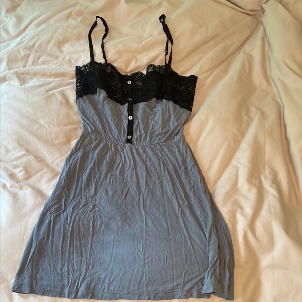 Eberjey Black and Blue gray Chemise Soft Jersey Sleepwear